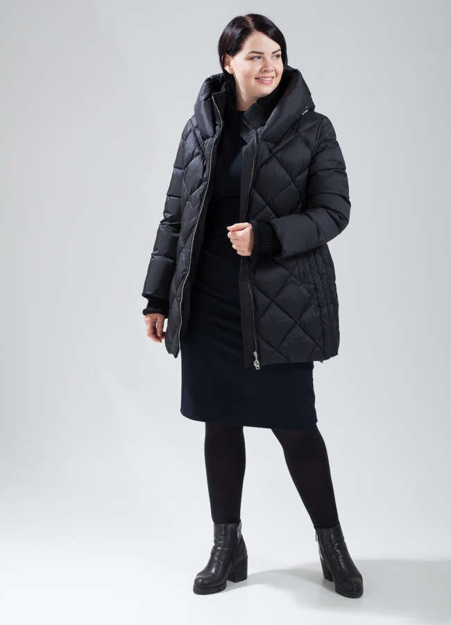 Пуховик женский модель № П-353 меха малина