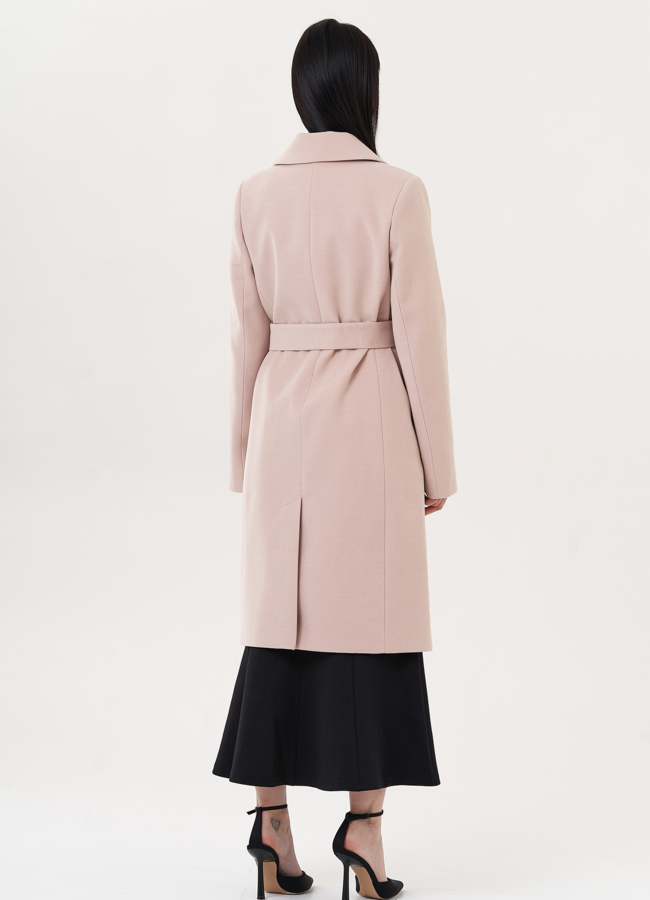 Классическое пальто с поясом модель № 26946 универмаг малина