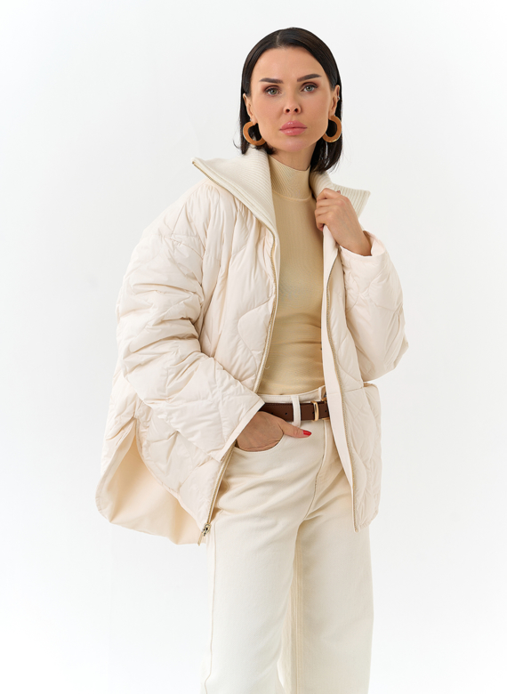 Женская двухсторонняя куртка с высоким воротником