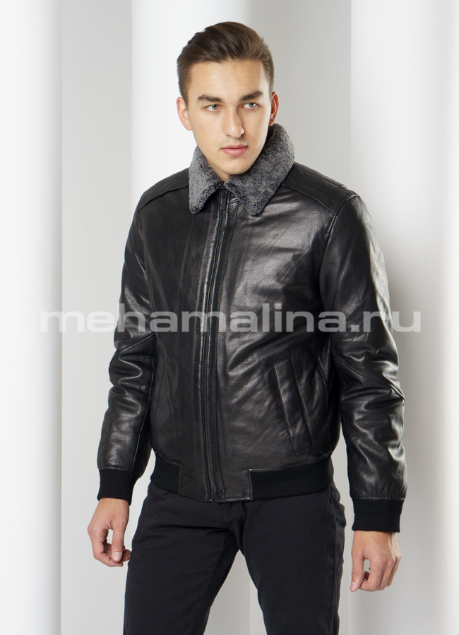 Пуховик на резинке модель № ПМ-100 меха малина