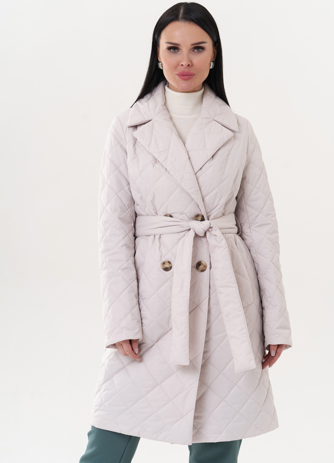 Женское полупальто под пояс модель № 26612 меха малина