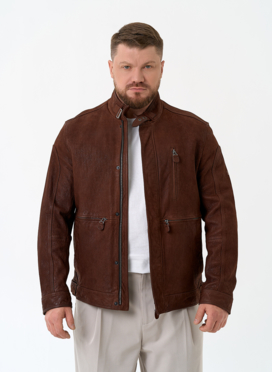 Мужская куртка из натуральной кожи коричневого цвета