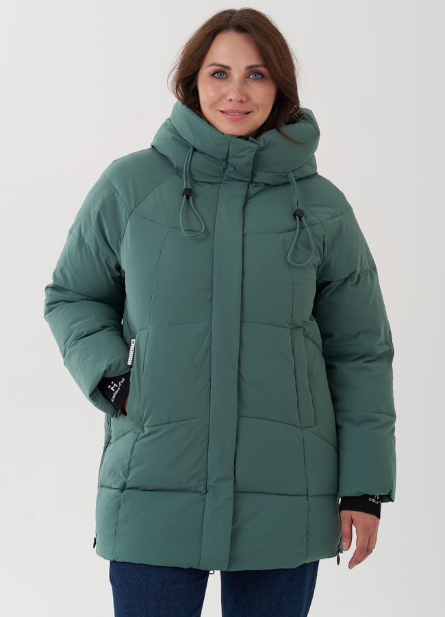 Женский пуховик с капюшоном  модель № 24952 меха малина