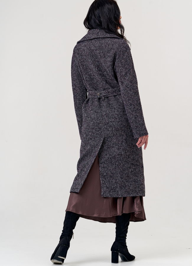 Женское двубортное пальто с поясом модель № 21342 в кредит