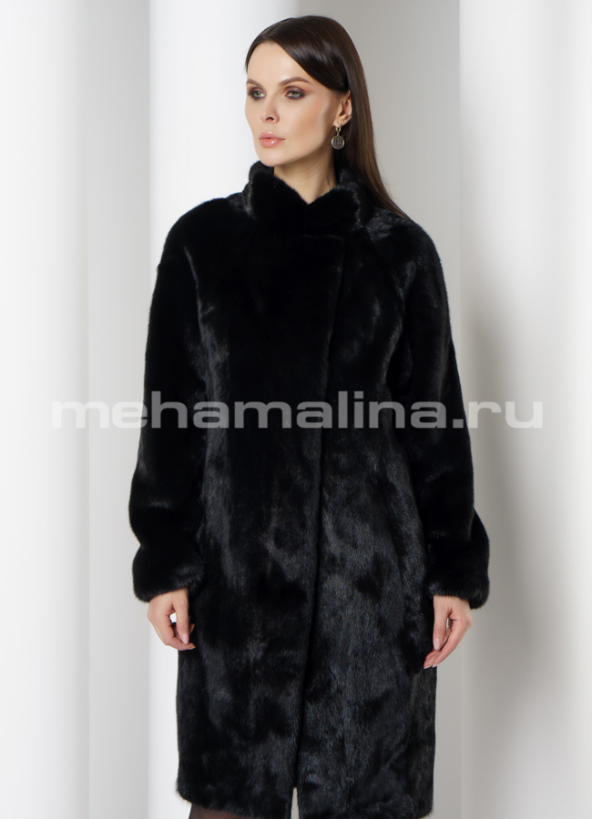 Шуба из норки, баллон с английским воротником  модель № 808 меха малина