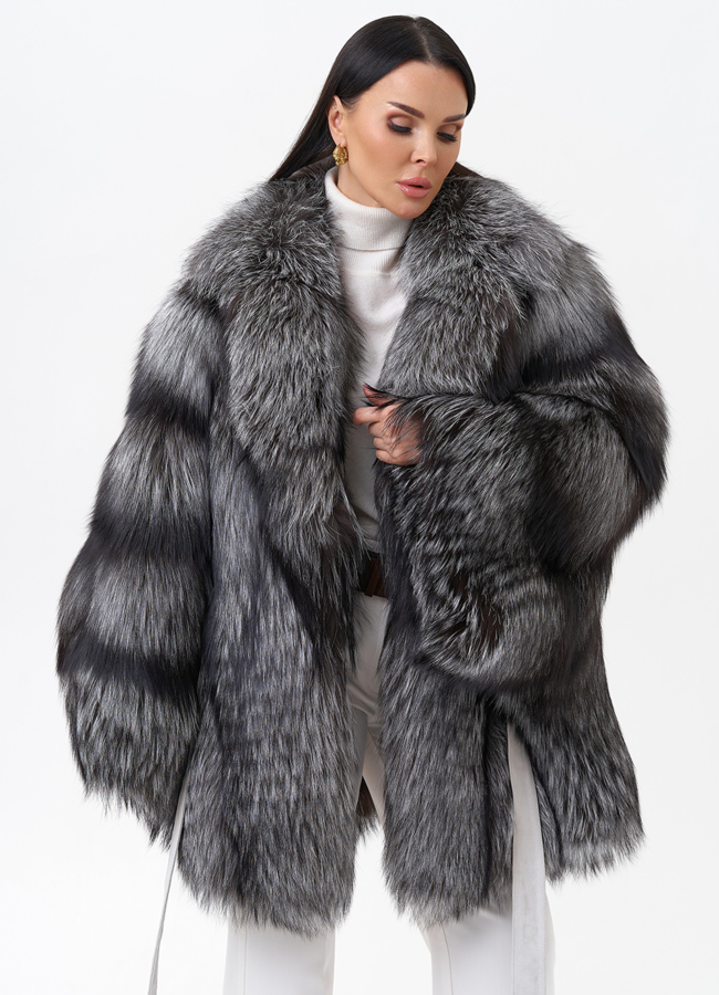 Шуба из чернобурой лисы модель № 29467 универмаг малина