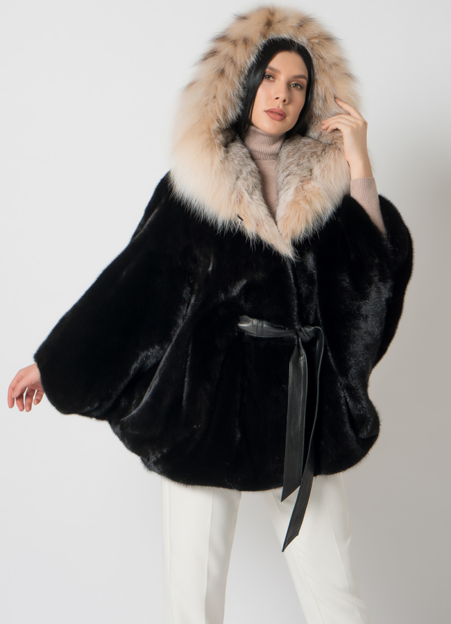 Шуба из скандинавской норки с рысью модель № 1405 универмаг малина