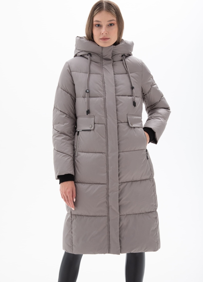 Пуховик женский с капюшоном  модель № 25511 меха малина