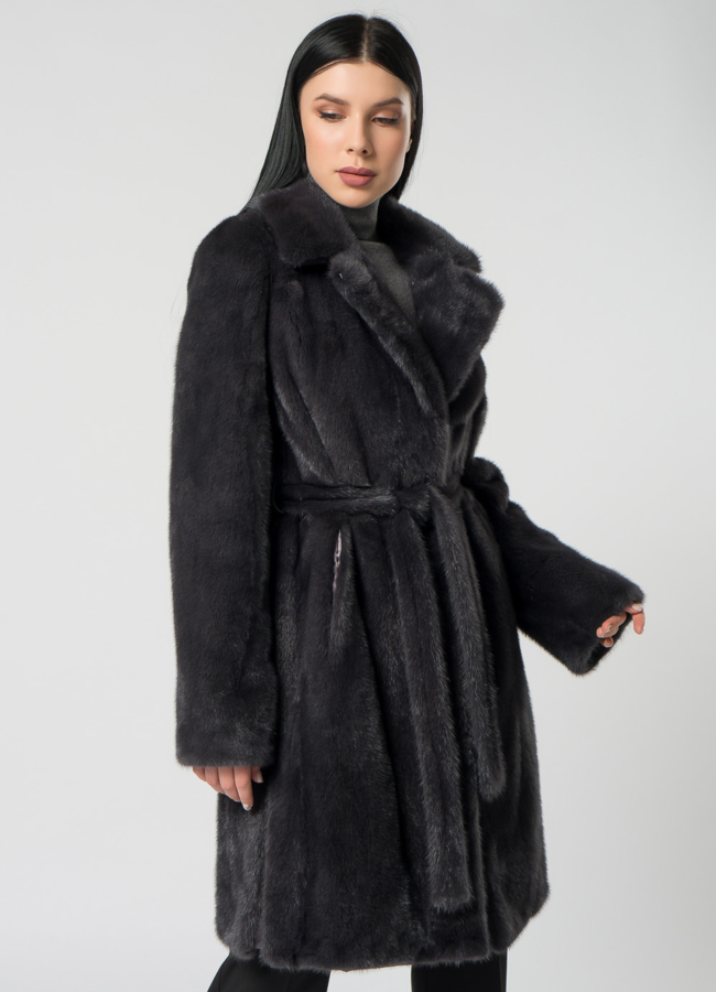 Норковая шуба с английским воротником модель № 1500 универмаг малина