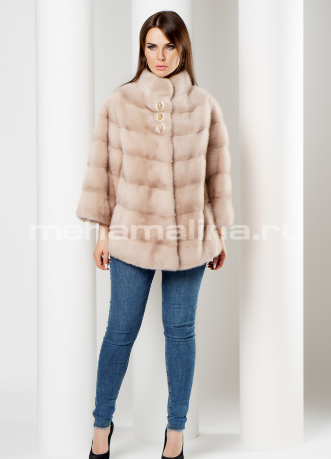 Укороченная норковая шуба модель № S-629 в рассрочку