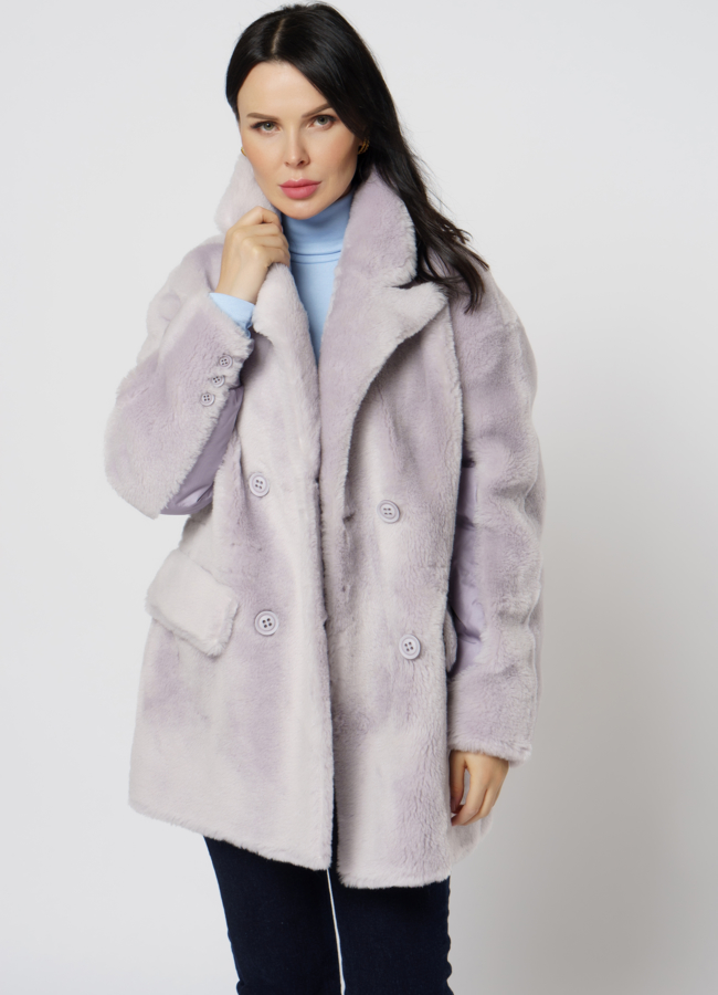 Куртка с эко мехом и английским воротником модель № 21557 универмаг малина