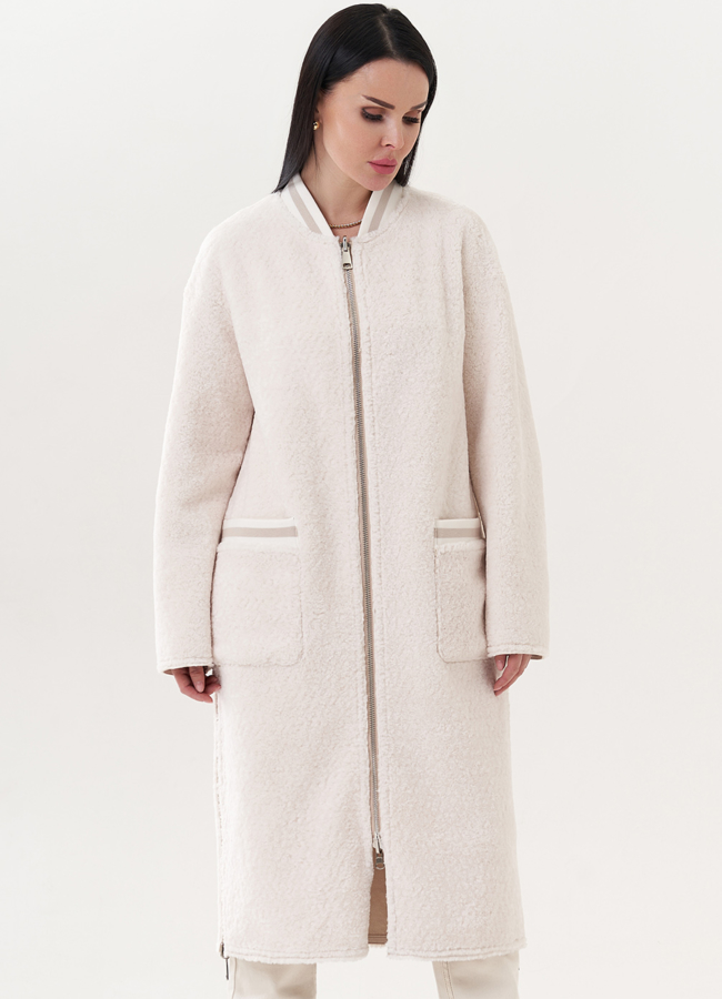 Светлая двухсторонняя эко дубленка 