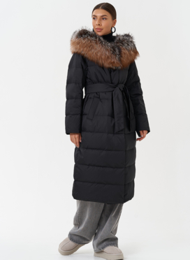 Пуховик с капюшоном из меха чернобурки