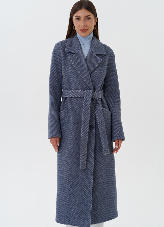 Длинное пальто с английским воротником модель № 27670 в кредит