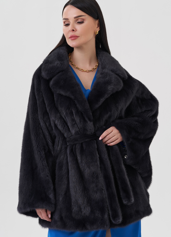 Шуба из норки с английским воротником  модель № 24657 универмаг малина