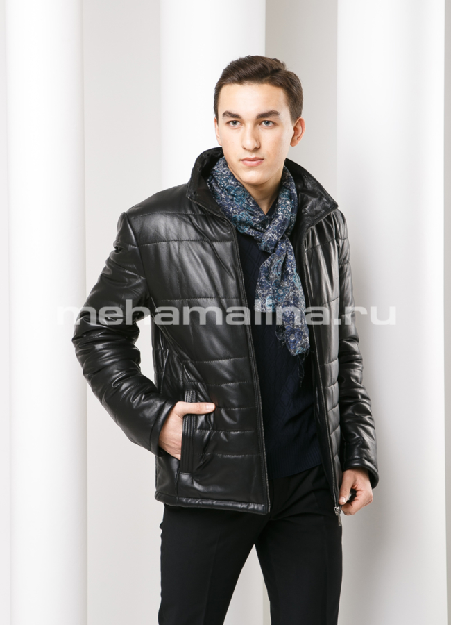 Пуховик из эко кожи модель № ПМ-79 в кредит