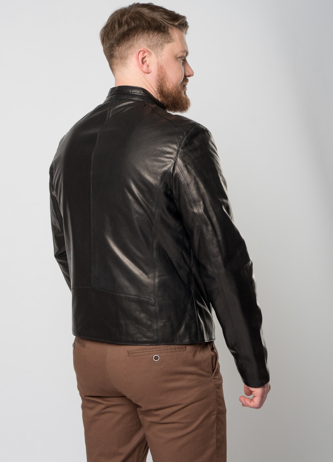 Мужская кожаная куртка на молнии модель № 5065 в кредит