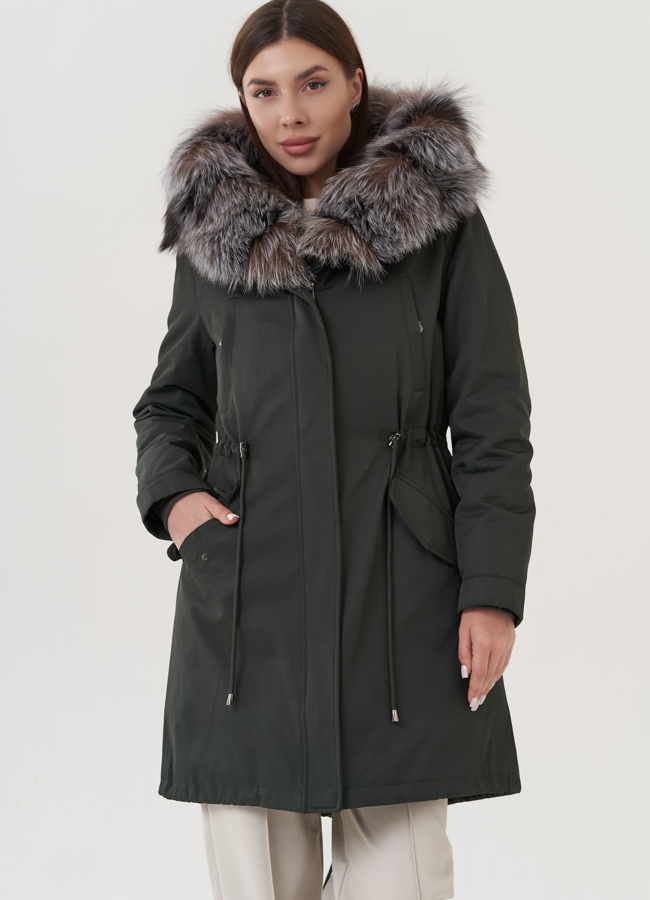 Женская парка с меховой отделкой  модель № 23774 в рассрочку