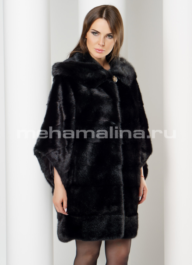 Черная норковая шуба модель № S-623 универмаг малина
