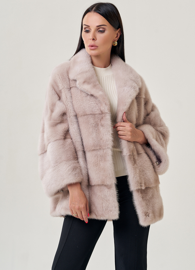 Куртка из норки с английским воротником модель № 23107 универмаг малина