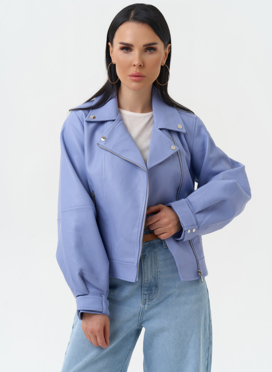 Куртка косуха из эко кожи голубого цвета