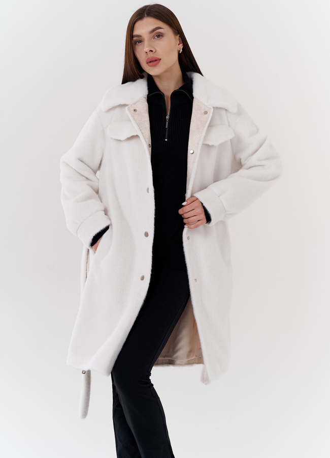 Женское пальто из ворсовой ткани модель № 24117 универмаг малина