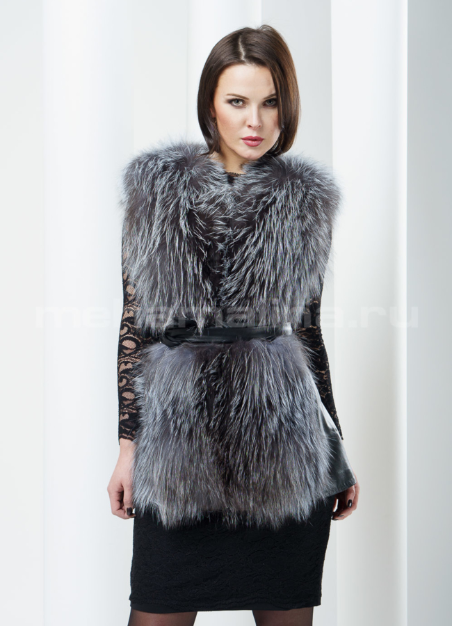 фото Меховой жилет на молнии модель № M-36