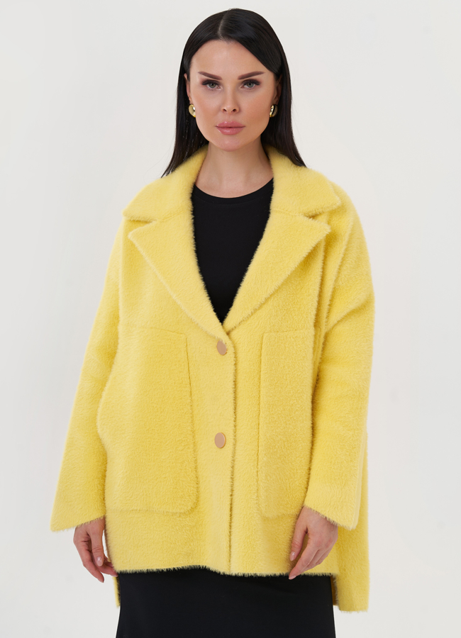 Укороченный кардиган с английским воротником модель № 22498 меха малина