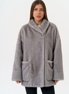 Женская шуба из эко меха с воротником шаль Женская шуба из эко меха с воротником шаль