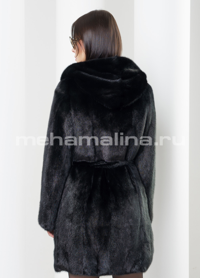 Шуба из норки с капюшоном модель № S-438 в рассрочку
