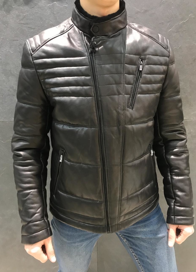 Зимняя кожаная куртка модель № W1807-2 в кредит