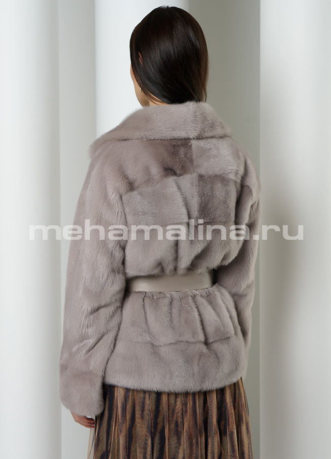 Укороченная норковая шуба с английским воротником модель № S-766 в рассрочку