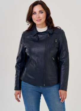 Куртка косуха из натуральной кожи в синем цвете Куртка косуха из натуральной кожи в синем цвете