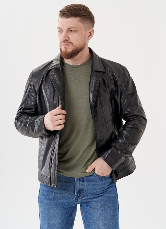 Мужская куртка из натуральной кожи модель № 24441 универмаг малина