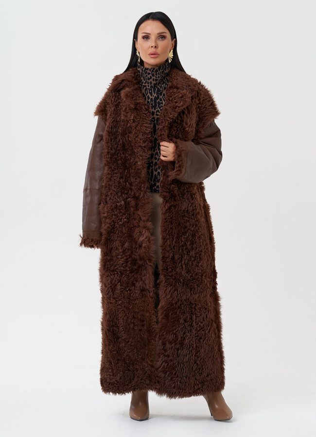 Двухсторонняя натуральная дубленка модель № 28425 универмаг малина