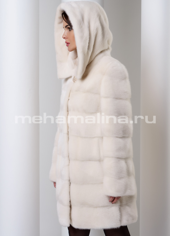 Белая норковая шуба модель № S-553 универмаг малина