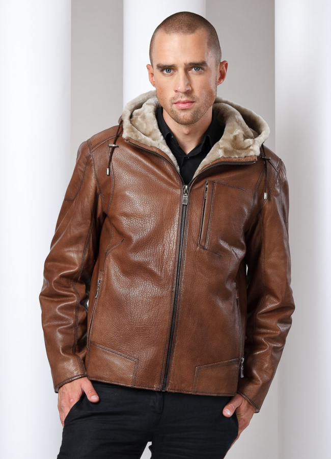 Дубленка модель № DM-1 меха малина