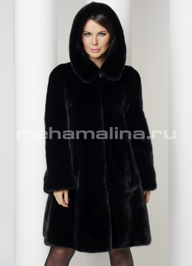 Шуба норка  модель № S-575 меха малина