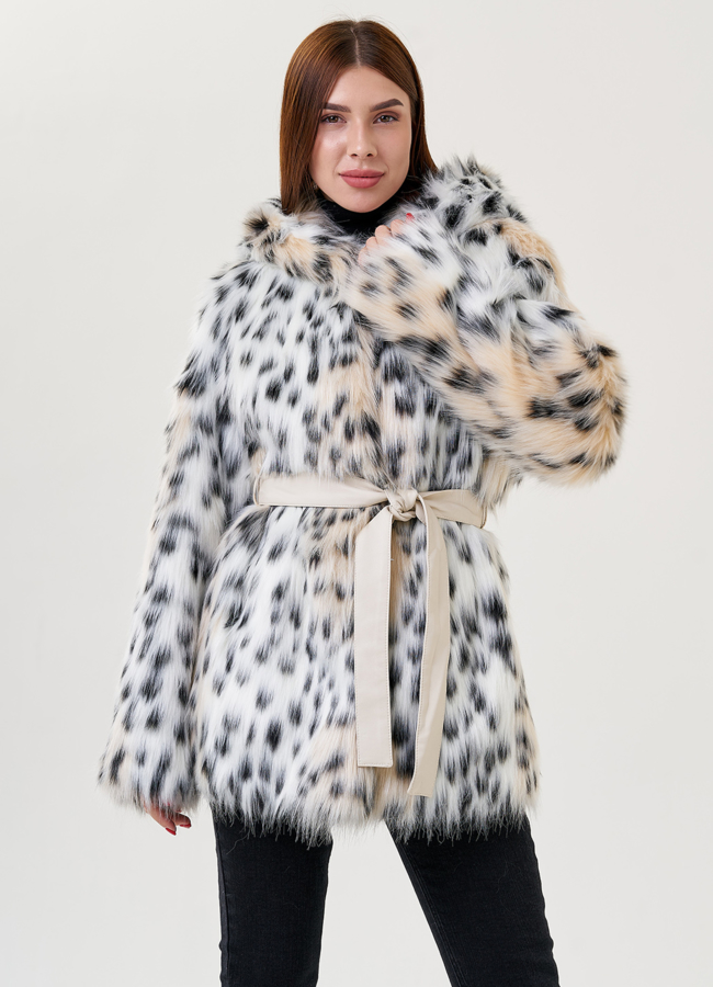 Женское полупальто из искусственной рыси  модель № 23618 в кредит