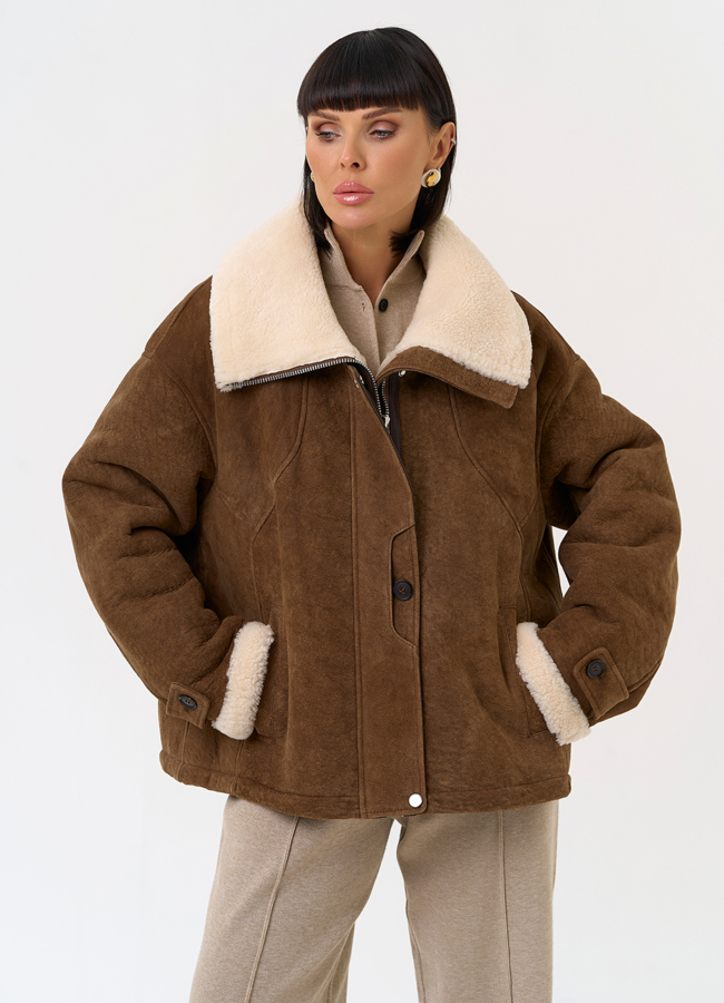 Женская натуральная дубленка в коричневом цвете модель № 31571 универмаг малина Женская натуральная дубленка в коричневом цвете модель № 31571 универмаг малина