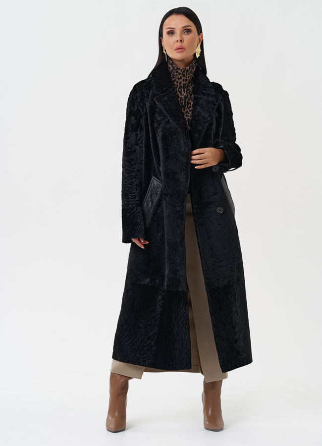 Натуральная дубленка с английским воротником модель № 28694 универмаг малина