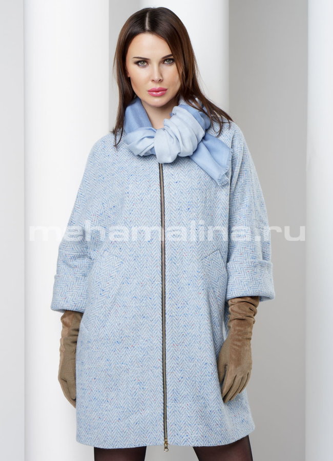 Пальто на молнии модель № BP-136 меха малина