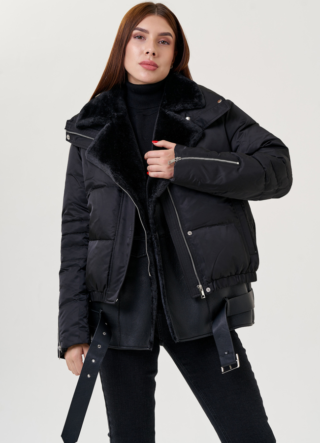 Дубленка из искусственного меха 2 в 1 модель № 79317 универмаг малина