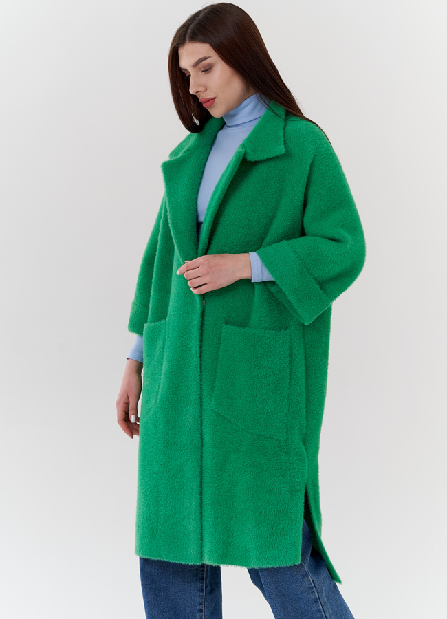 Кардиган свободного кроя зеленого цвета  модель № 10999 в рассрочку