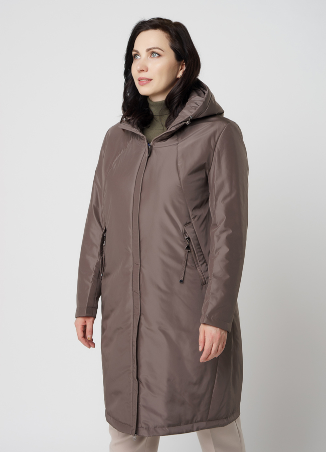 Полупальто женское серого цвета модель № 2011 в кредит