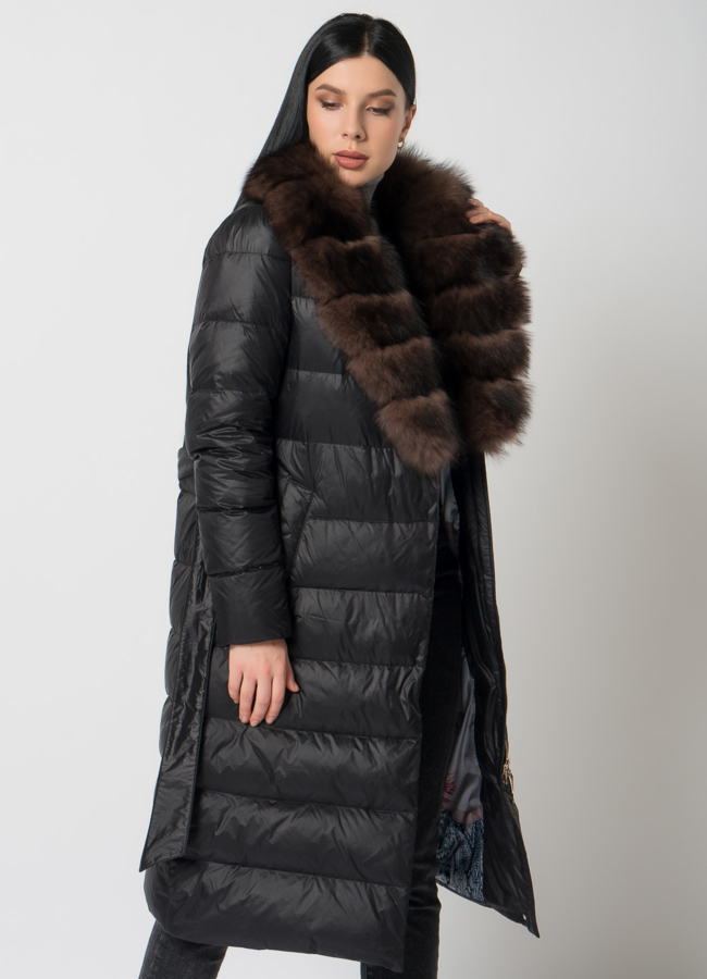 Пуховик с английским воротником из песца модель № 2191 универмаг малина