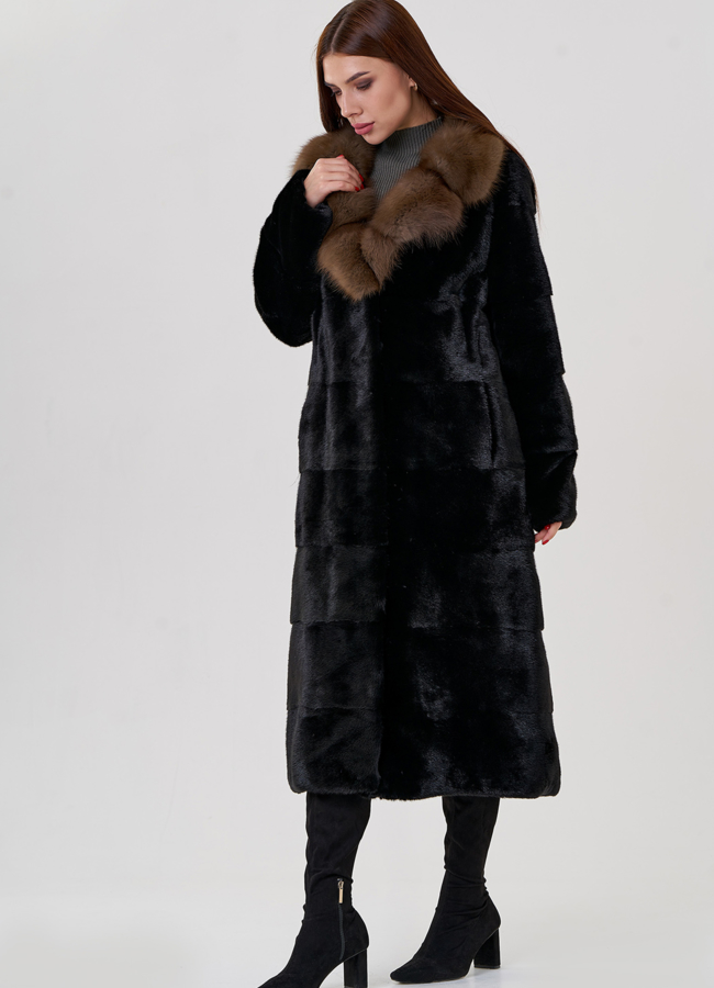 Шуба из норки с английским воротником  модель № 23090 универмаг малина
