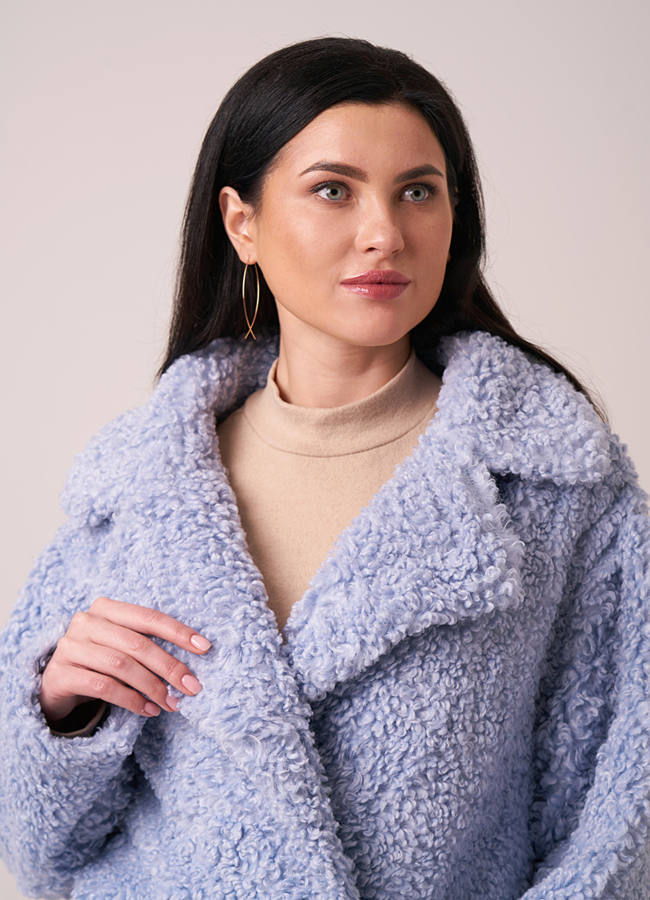 Шуба из эко меха с английским воротником модель № 211 в рассрочку