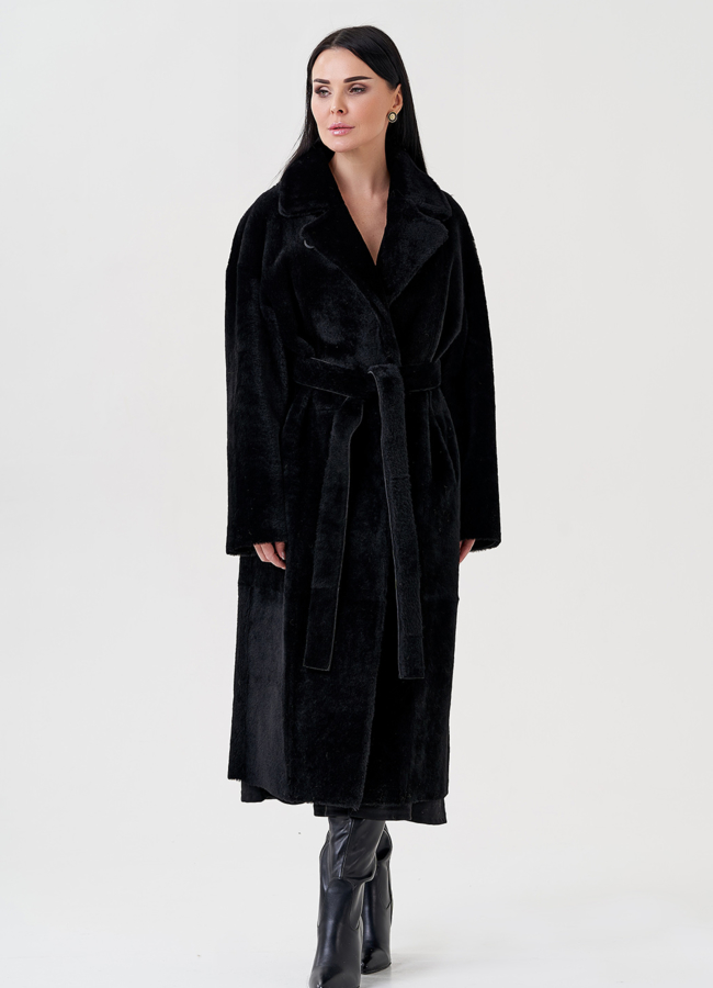 Женская дубленка с английским воротником  модель № 23909 в рассрочку