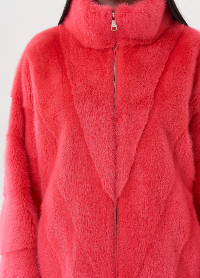 Шуба из меха норки розового цвета модель № 25756 универмаг малина